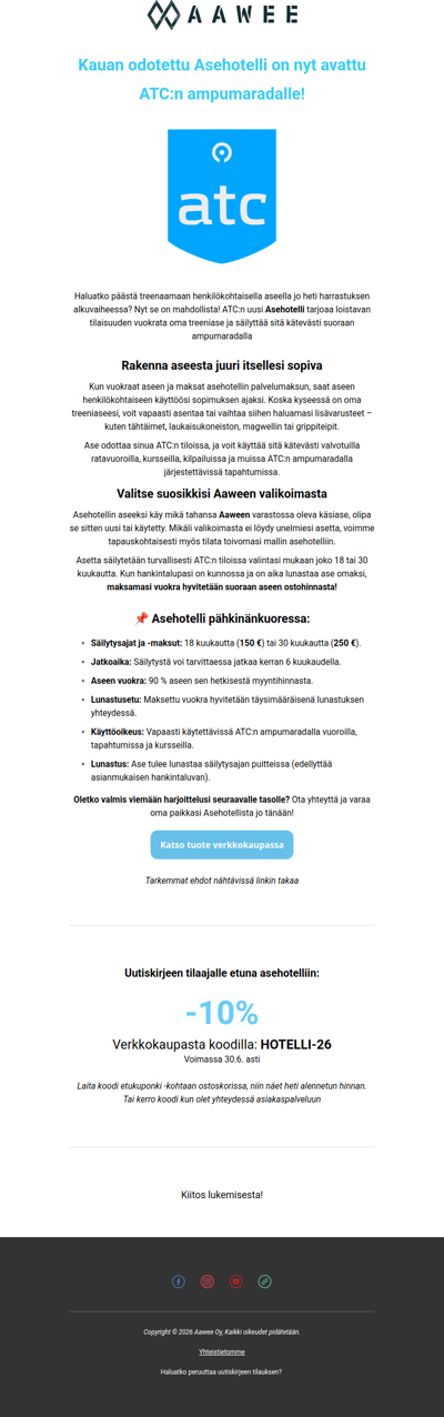 Asehotelli avautuu ATC:llä!