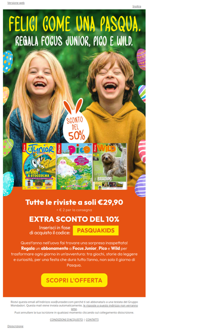 🐰 Sorpresa di Pasqua: extra sconto del 10% sulle riviste Focus Kids.