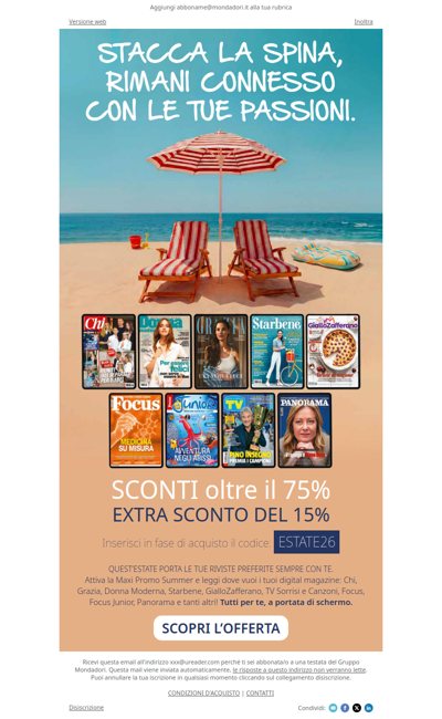 🏖️ Parti leggero: con oltre il 75% di sconto le tue riviste viaggiano con te!