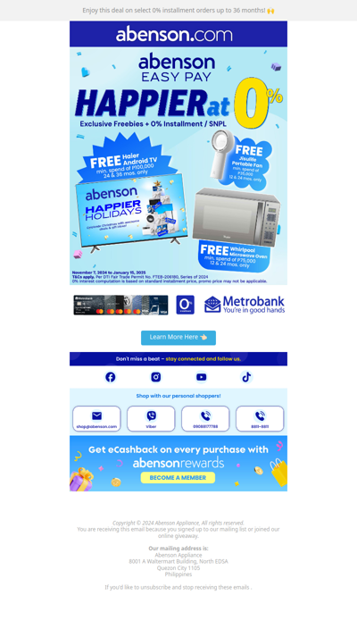 Get a FREE 32in Android TV, Microwave, or Portable Fan with Metrobank 😱