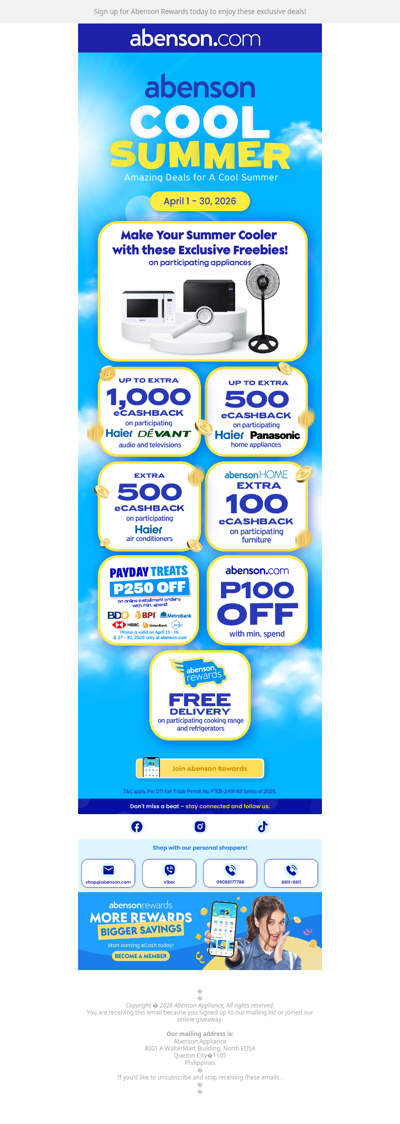 Get up to Extra 1,000 eCashback, Freebies, and More 🎁💸