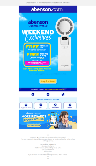 Score Weekend Freebies at Abenson Quezon Avenue 🎁