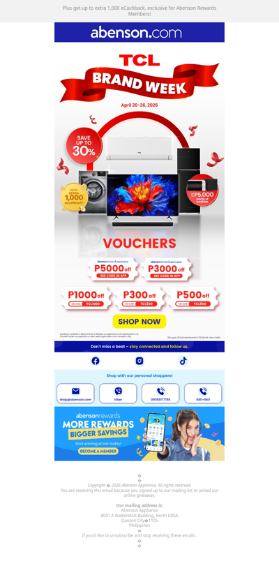 Big Discounts and Freebies This Week on TCL Appliances 🤩