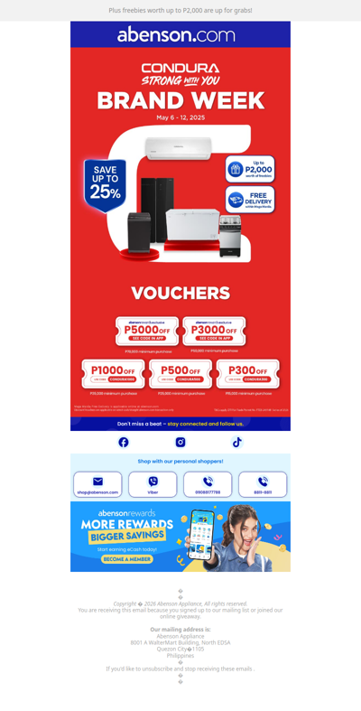 Up to 25% OFF on Condura appliances this week 🙌