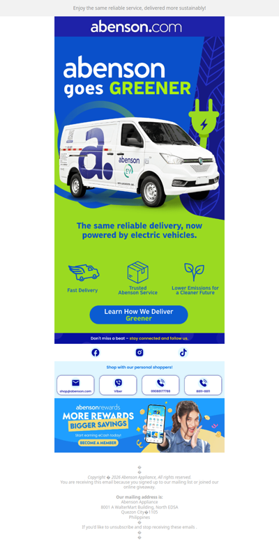 Abenson Goes Greener with Every Delivery ♻️