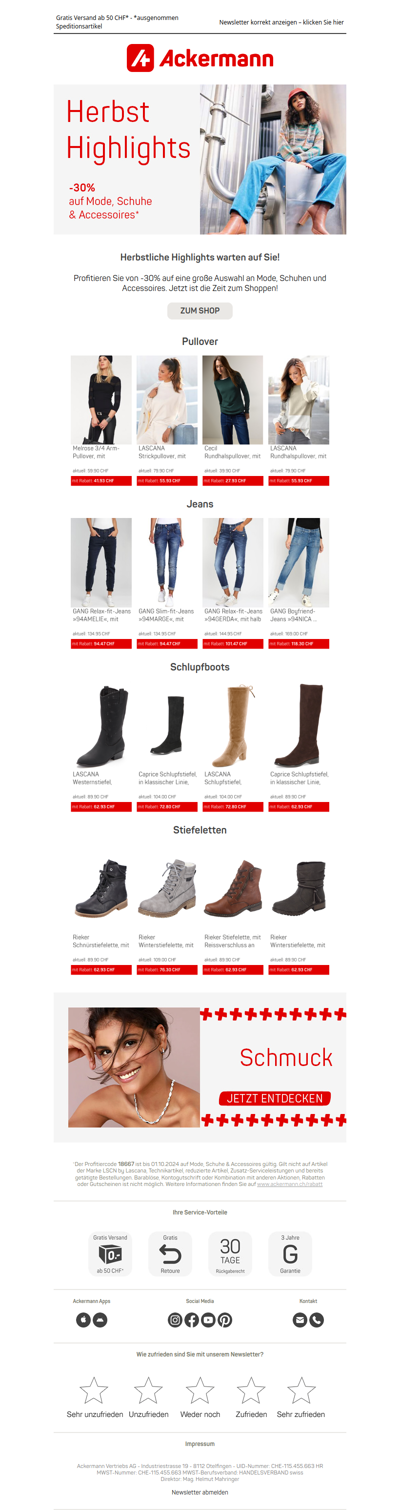 -30% auf Mode, Schuhe & Accessoires