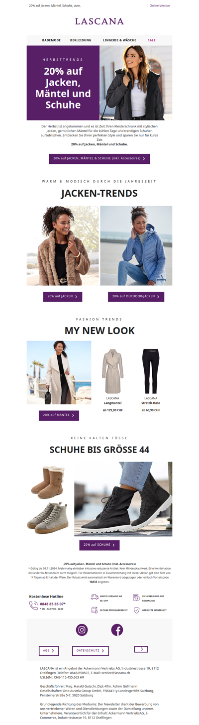 Style-Up! 20% auf Jacken, Mäntel & Schuhe