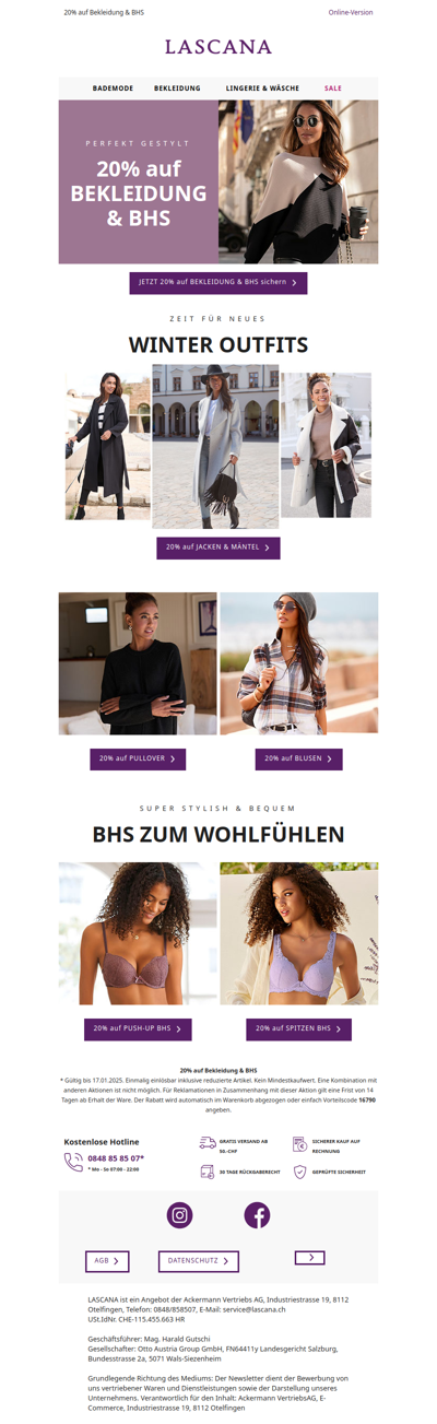 Stylen Sie sich neu mit 20% auf Bekleidung und BHs