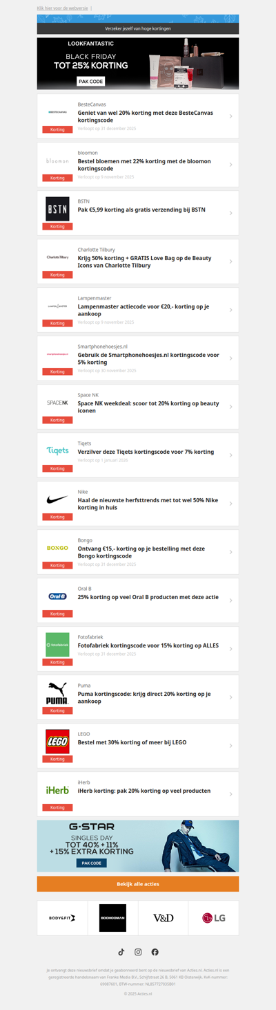 BesteCanvas -20% | bloomon -22% | BSTN €5,99 | Charlotte Tilbury -50% en meer