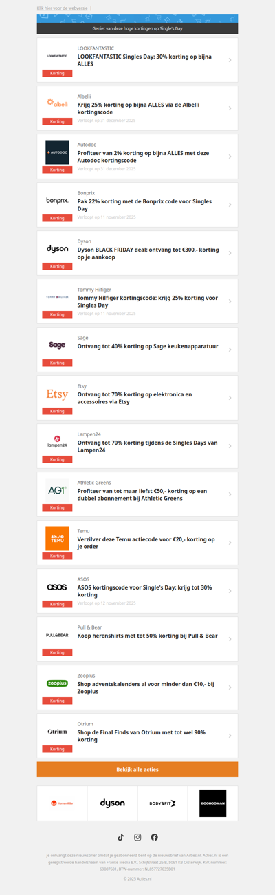 LOOKFANTASTIC -30% | Albelli -25% | Autodoc -2% | Bonprix -22% en meer