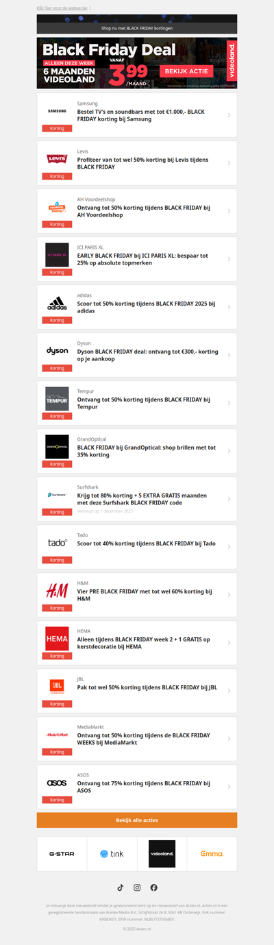 Samsung €1.000,- | Levis -50% | AH Voordeelshop -50% | ICI PARIS XL -25% en meer