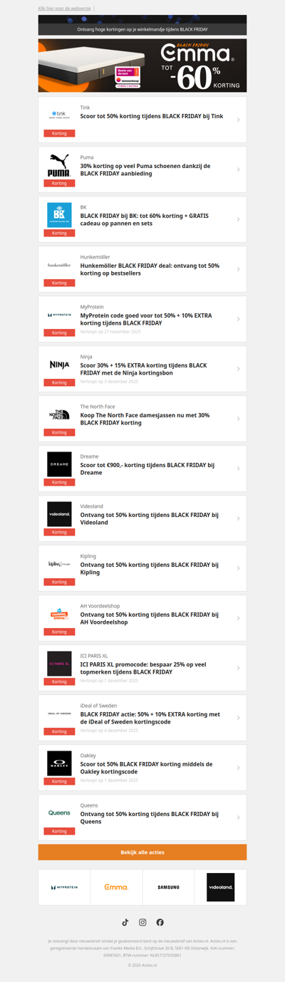 Tink -50% | Puma -30% | BK -60% | Hunkemöller -50% en meer