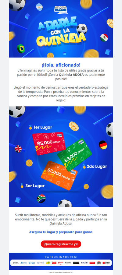 ⚽ ¡Gana hasta $5000 MXN para tus útiles en ADOSA!