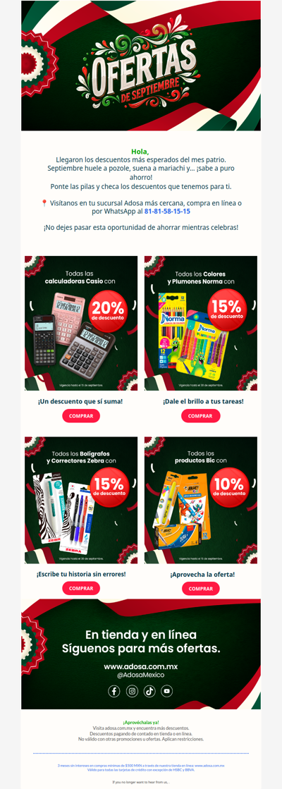 ¡Da el grito con nuestras Ofertas de Septiembre! 🇲🇽✨