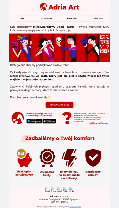 Dziś święto teatru – a więc i Twoje święto! 💌