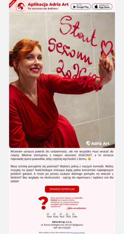 🔴 Cześć ! Startujemy z nowym sezonem! Co wybierzesz dla siebie? 🎭