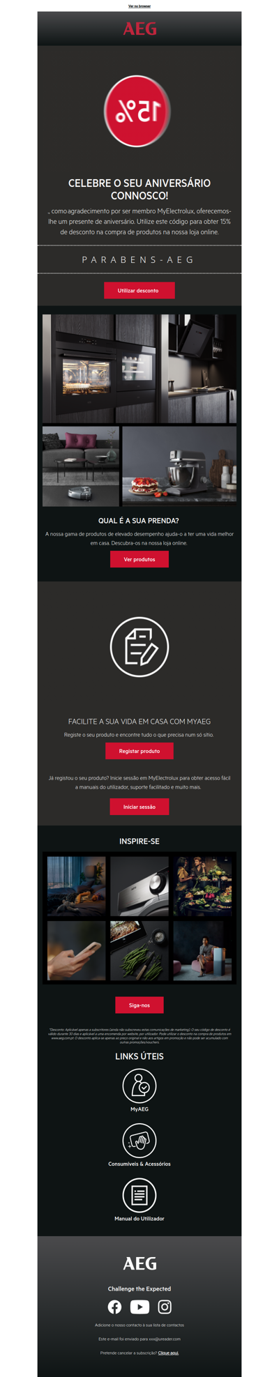 Celebre o seu aniversário MyElectrolux com uma oferta especial