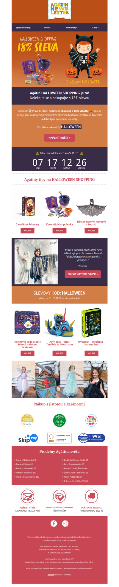 🎃 Agátin halloween shopping s 18% slevou je tady! Kdo se nebojí?