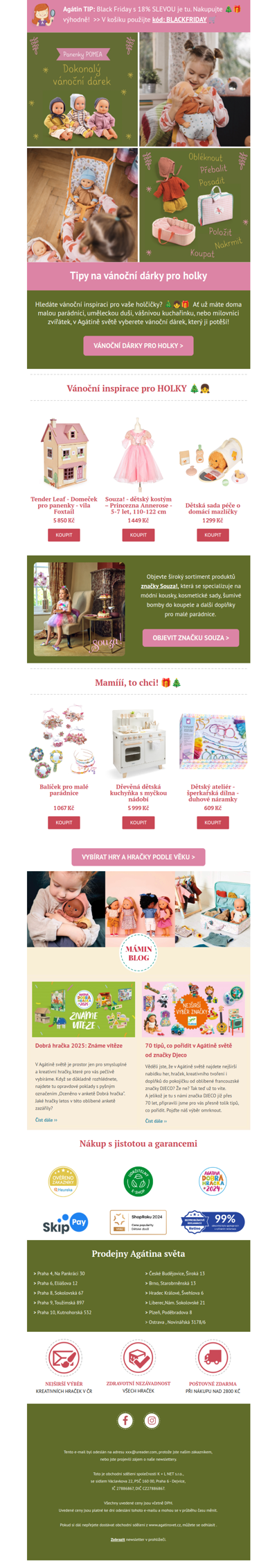 Tipy na 🎄🎁 pro holky od Agáty