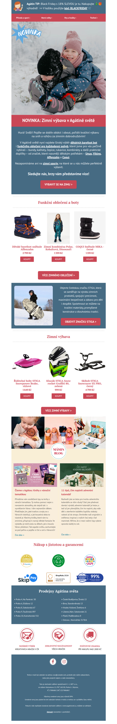 ❄️ NOVINKA v Agátině světě: Zimní výbava dorazila právě včas