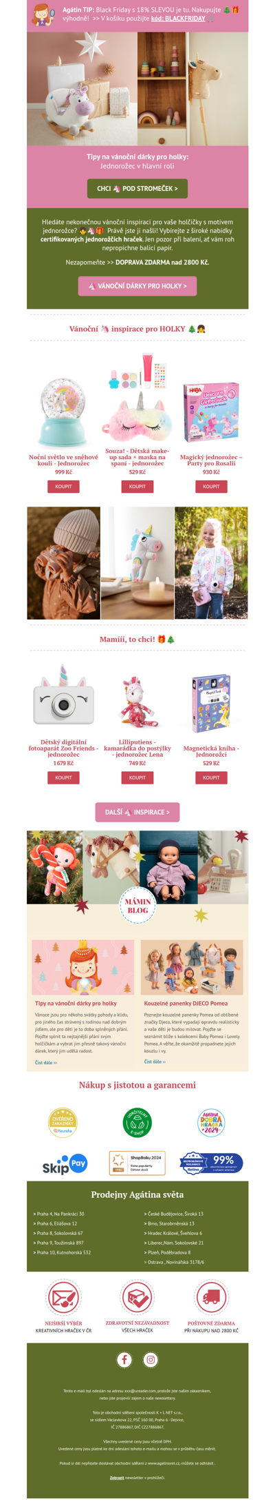 Všichni 🦄 naklusejte sem! Vybíráme vánoční dárek pro milovnice jednorožců