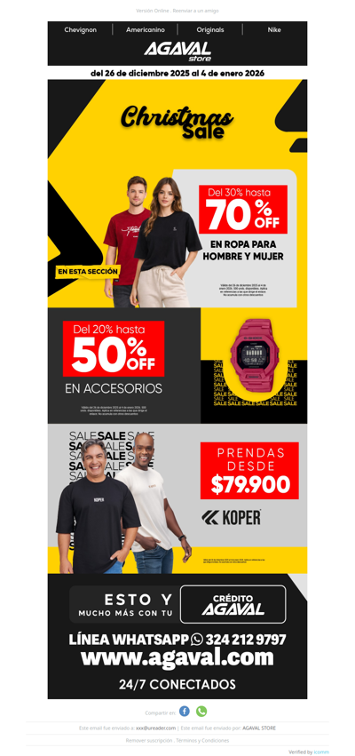 ¡Navidad en Agaval! 🎁 Ahorra hasta 70% OFF en ropa