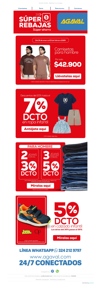 Hasta 70% OFF en Super REBAJAS AGAVAL !!!