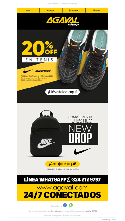 👟 ¡Aprovecha 20% OFF en tenis Nike y Skechers!
