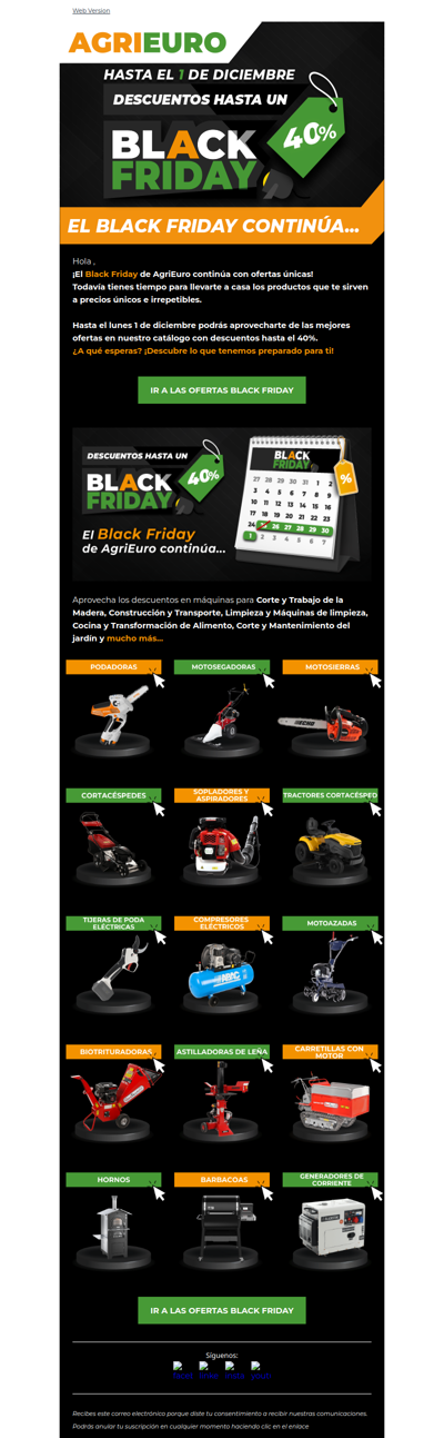 ¡El Black Friday en AgriEuro continúa!