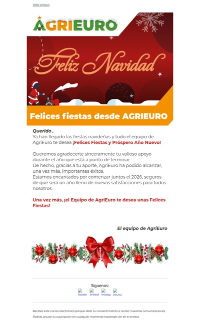 ¡AgriEuro te desea unas Felices Fiestas!