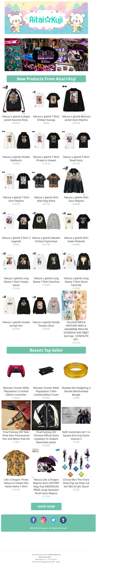 ⭐New Yakuza Like a Dragon x Glamb Apparel, MAYLA Vocaloid Jewelry, and more!