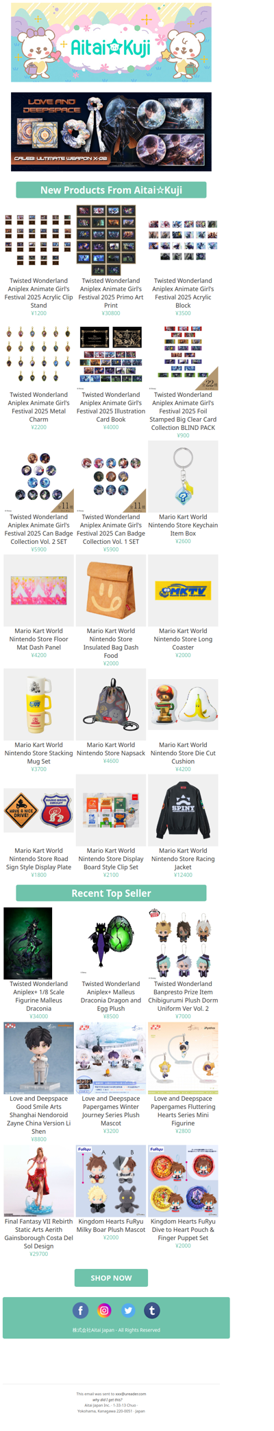 ⭐New Twisted Wonderland AGF2025 Goods, Mario Kart World Nintendo Merch, and more!