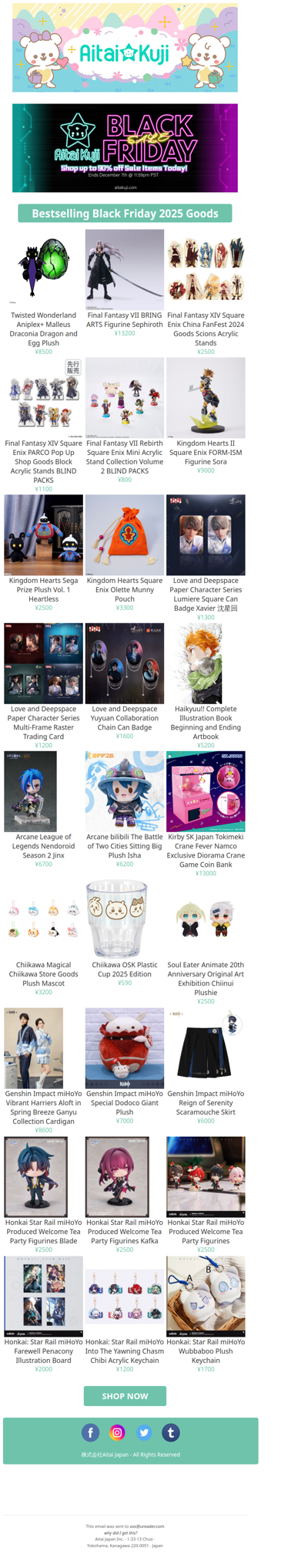 ⭐Black Friday Sale on Twisted Wonderland, Final Fantasy, Love and Deepspace Goods, and more!