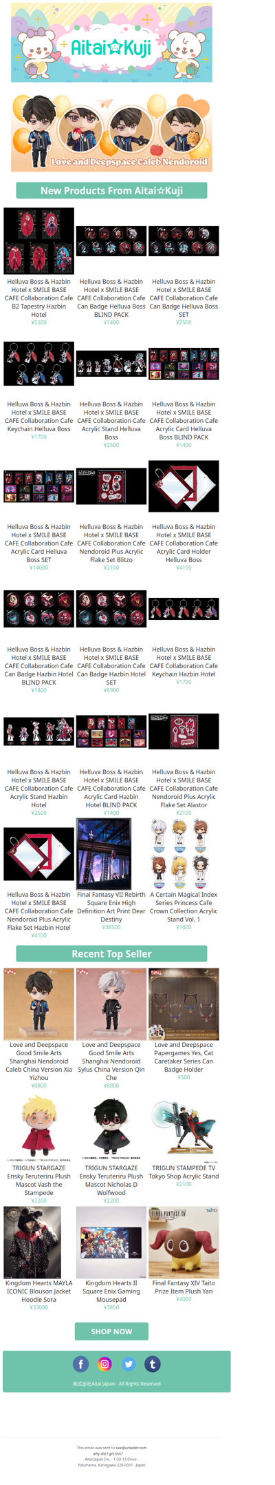 ⭐New Hazbin Hotel SMILE BASE CAFE Goods, Final Fantasy VII Rebirth Art Print, and more!