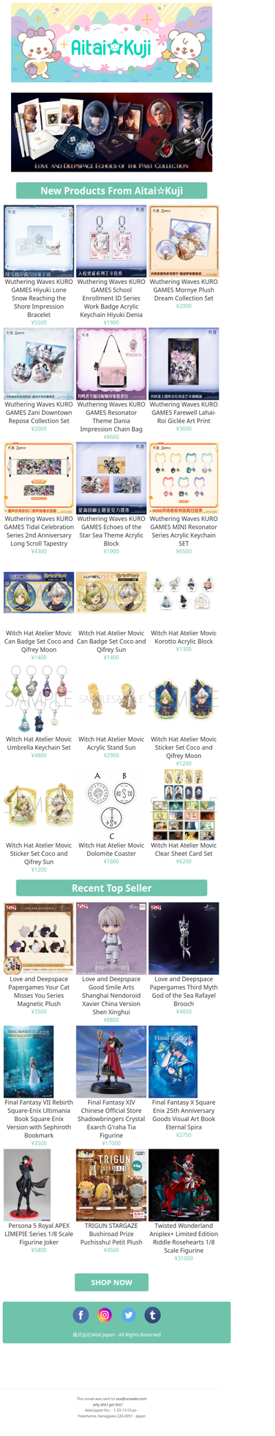⭐New Wuthering Waves Goods, Witch Hat Atelier Merch, and more!