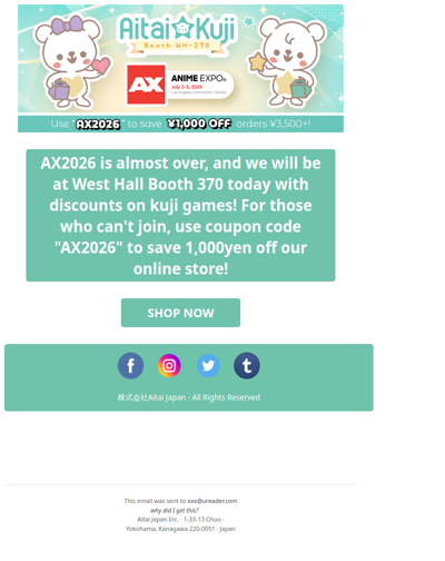⭐Anime Expo is almost over, save 1,000yen off your order!