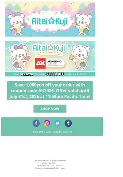 ⭐Anime Expo 2026 1,000yen off Coupon Valid Until July 31st!