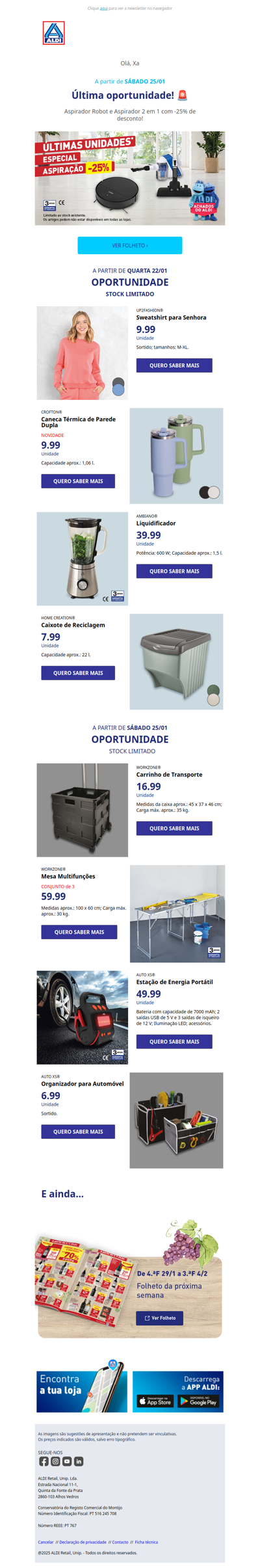 Xa, Aspiradores com -25%! 🚨 Última oportunidade! 🚨