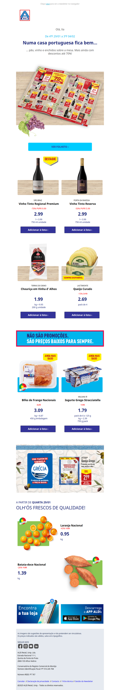 Xa, até 70% em vinhos, queijos e enchidos 🍷🧀🥓