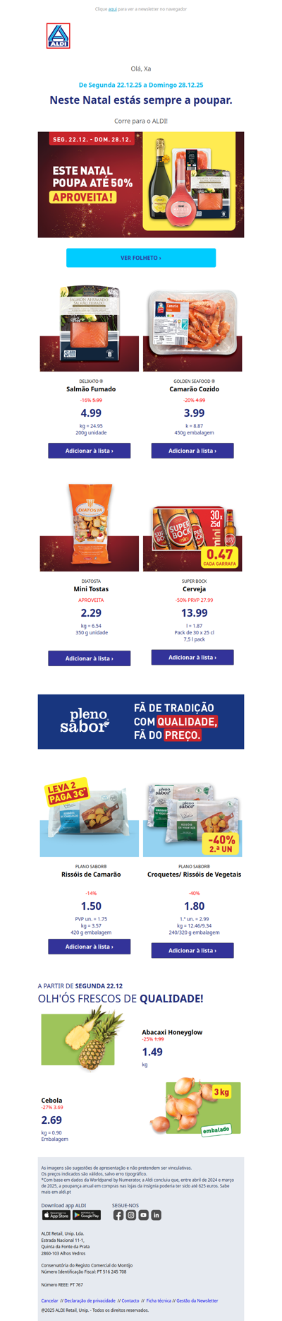 Xa, poupa até 50%! 🎄🍾👑