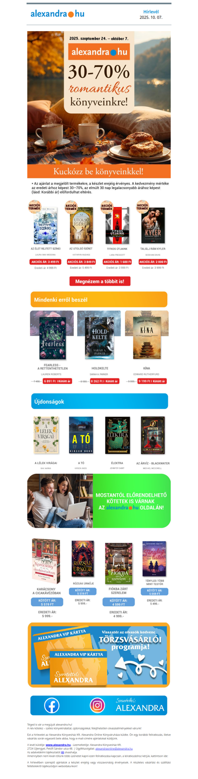🍁💕Kuckózz be egy romantikus könyvvel 30-70% kedvezménnyel - Ne maradj le, a mai az utolsó lehetőség!⏰