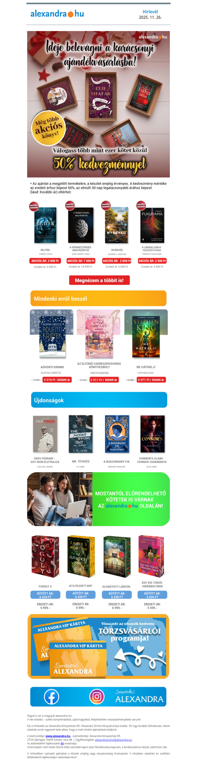 Belevágnál a karácsonyi ajándékvásárlásba? 🎁 Több mint ezer könyv 50% kedvezménnyel! 📚