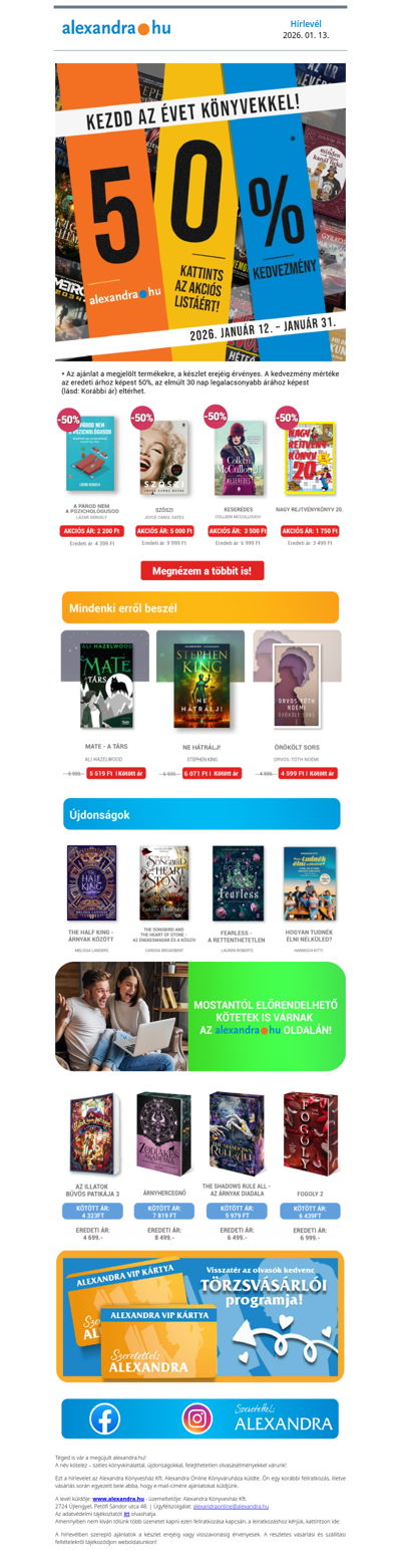 Kezdd az évet könyvekkel! 📚✨ –50% több mint ezer könyvre