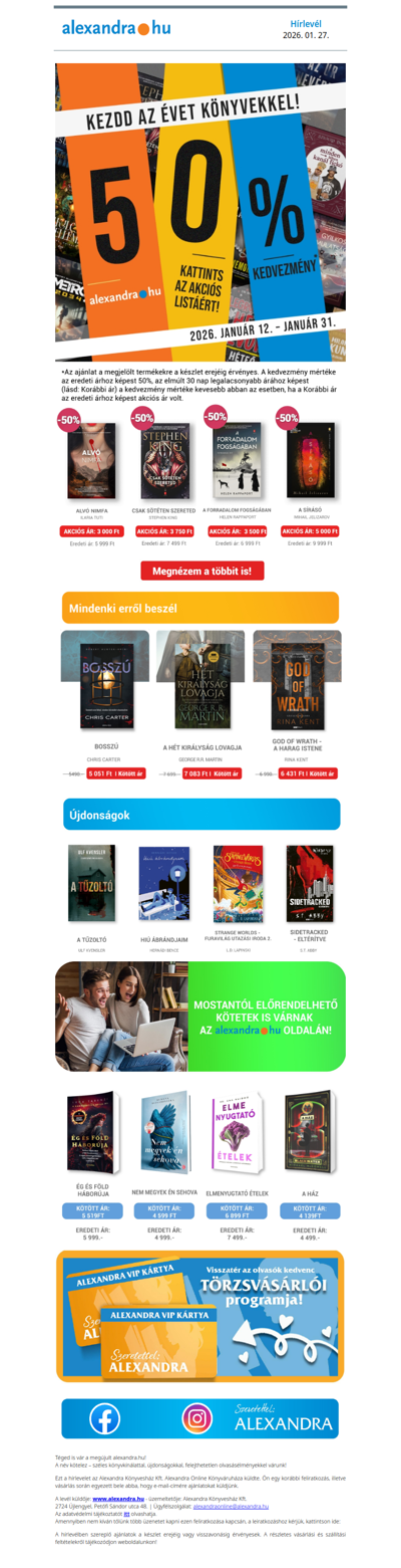 50% kedvezmény több mint ezer könyvre 📚