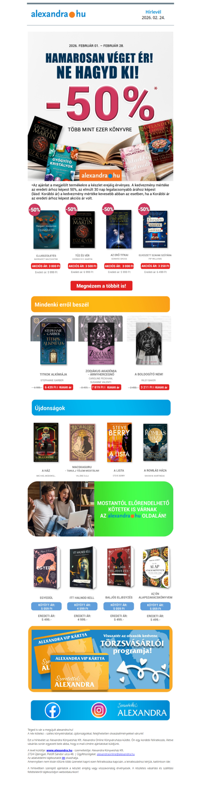 💥Hamarosan véget ér! Ne hagyd ki! 50% kedvezmény több mint ezer könyvre! 🤩📖