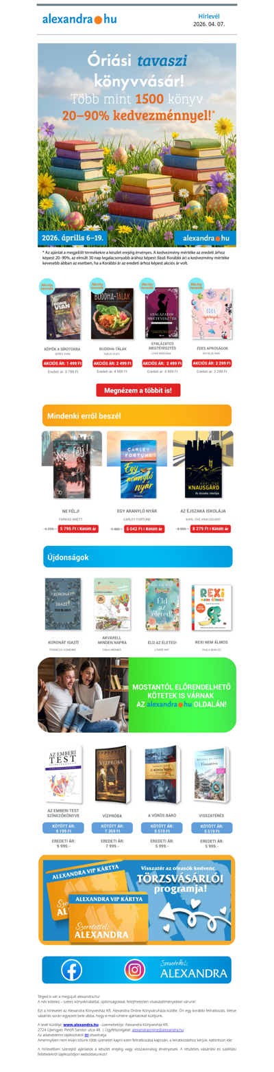 Óriási tavaszi könyvvásár 🌸 Akár 90% kedvezmény 📚