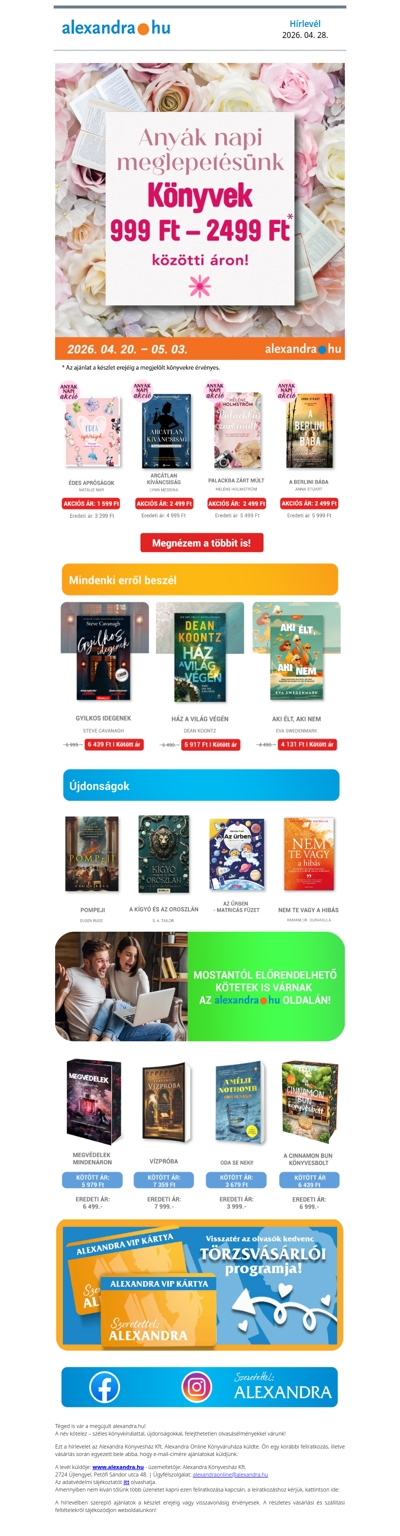 Még nincs anyák napi ajándékod? Könyvek már 999 Ft-tól 🎁💐📚