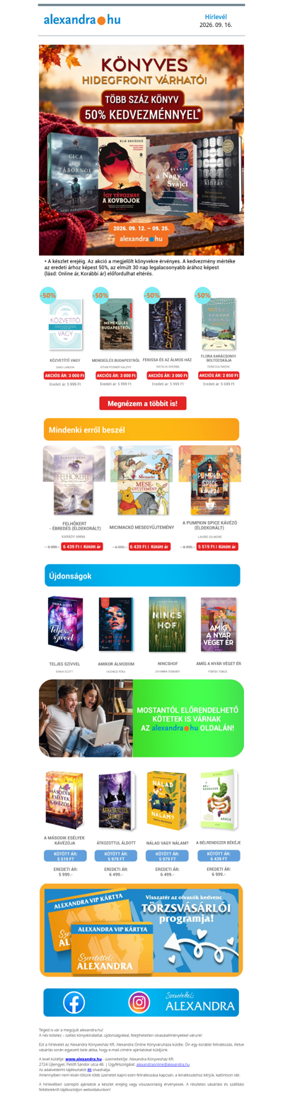 Könyves hidegfront várható, 50%-kal alacsonyabb árakkal!📚