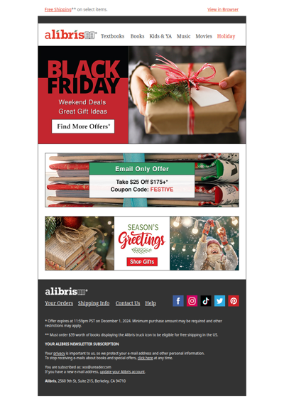 Email Only Offer: $25 Coupon + More Black Friday Deals, friend