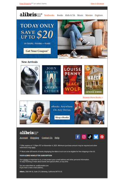 Today Only | Save up to $20